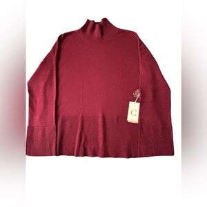 Cyrus Red Mahogany Mock Neck Sweater Size Small NWT Ribbed Hem
